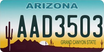 AZ license plate AAD3503