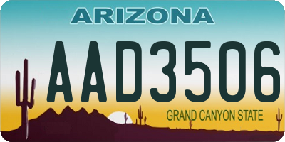 AZ license plate AAD3506