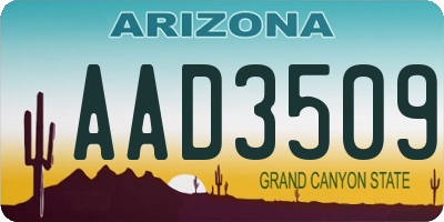 AZ license plate AAD3509