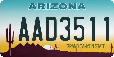 AZ license plate AAD3511