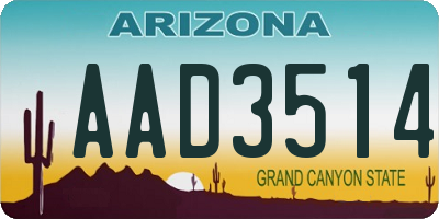 AZ license plate AAD3514