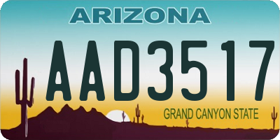 AZ license plate AAD3517