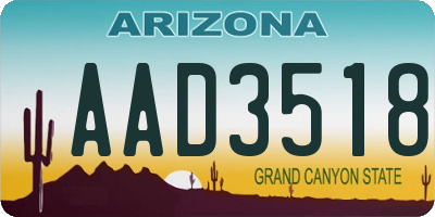 AZ license plate AAD3518