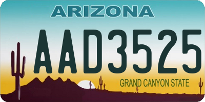 AZ license plate AAD3525