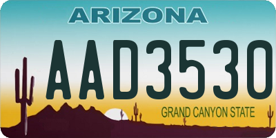AZ license plate AAD3530