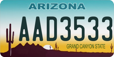 AZ license plate AAD3533