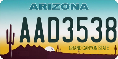 AZ license plate AAD3538