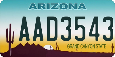 AZ license plate AAD3543