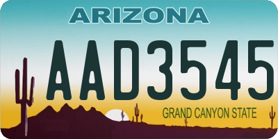 AZ license plate AAD3545