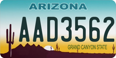 AZ license plate AAD3562
