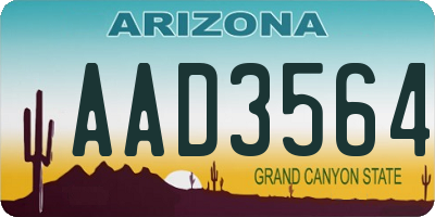 AZ license plate AAD3564