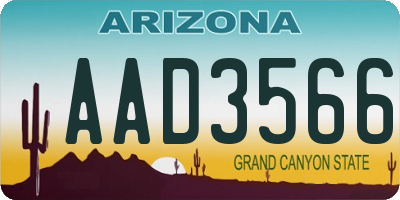 AZ license plate AAD3566