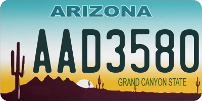 AZ license plate AAD3580