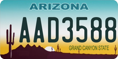AZ license plate AAD3588