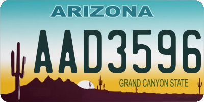 AZ license plate AAD3596