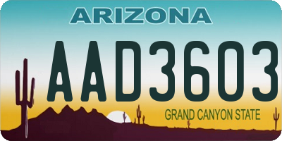 AZ license plate AAD3603