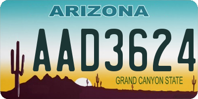 AZ license plate AAD3624