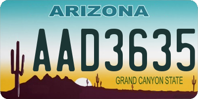 AZ license plate AAD3635