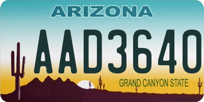 AZ license plate AAD3640