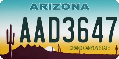 AZ license plate AAD3647