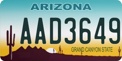 AZ license plate AAD3649