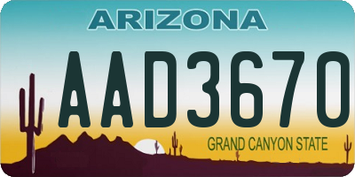 AZ license plate AAD3670