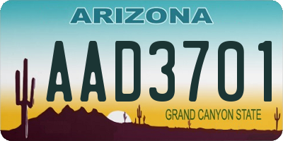 AZ license plate AAD3701