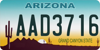 AZ license plate AAD3716