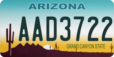 AZ license plate AAD3722