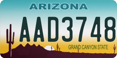 AZ license plate AAD3748