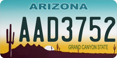 AZ license plate AAD3752