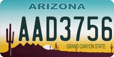 AZ license plate AAD3756