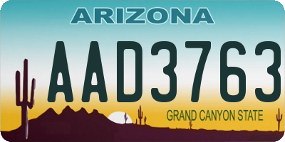 AZ license plate AAD3763