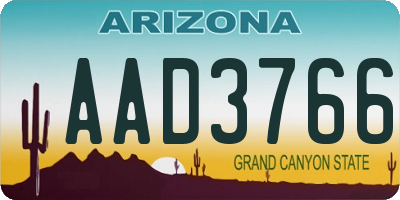 AZ license plate AAD3766