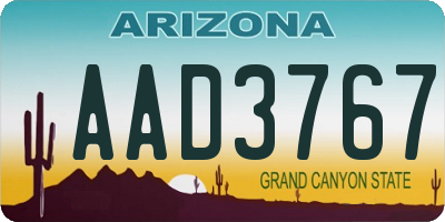 AZ license plate AAD3767