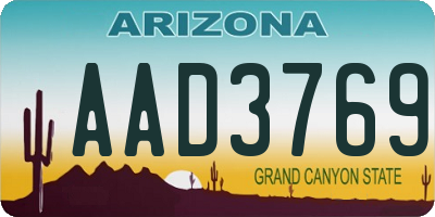 AZ license plate AAD3769