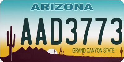 AZ license plate AAD3773