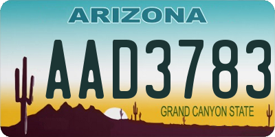 AZ license plate AAD3783