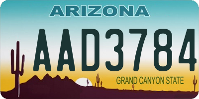 AZ license plate AAD3784
