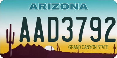 AZ license plate AAD3792