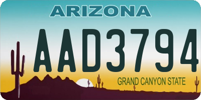 AZ license plate AAD3794