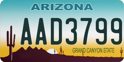 AZ license plate AAD3799