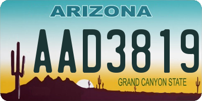 AZ license plate AAD3819