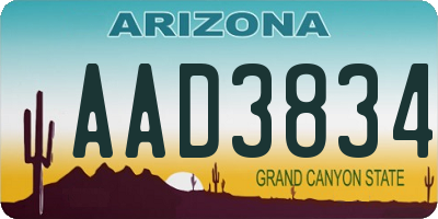 AZ license plate AAD3834