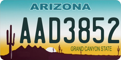 AZ license plate AAD3852