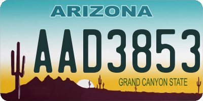 AZ license plate AAD3853