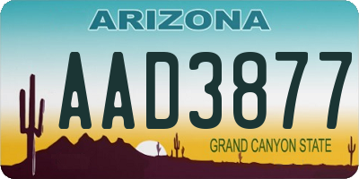 AZ license plate AAD3877