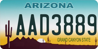 AZ license plate AAD3889