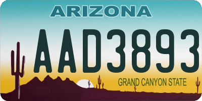 AZ license plate AAD3893