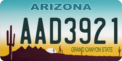 AZ license plate AAD3921